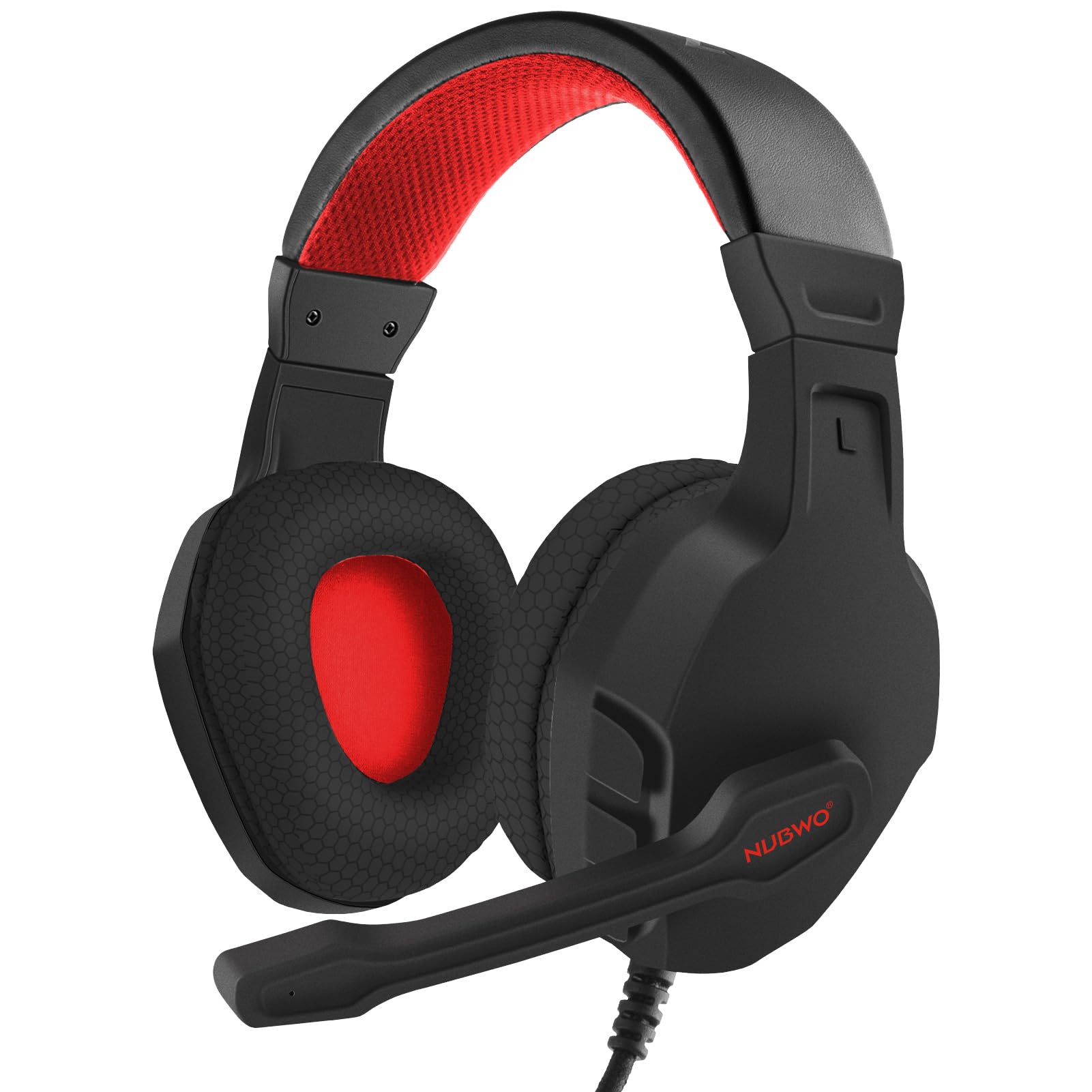 Photo 1 of NUBWO U3 Gaming Headset with Mic for PC, PS4, PS5, Xbox 1, Mac, Switch, Wired Over-Ear Gaming Headphones with Mic Clear Call, Lightweight & in-Line Control-Red