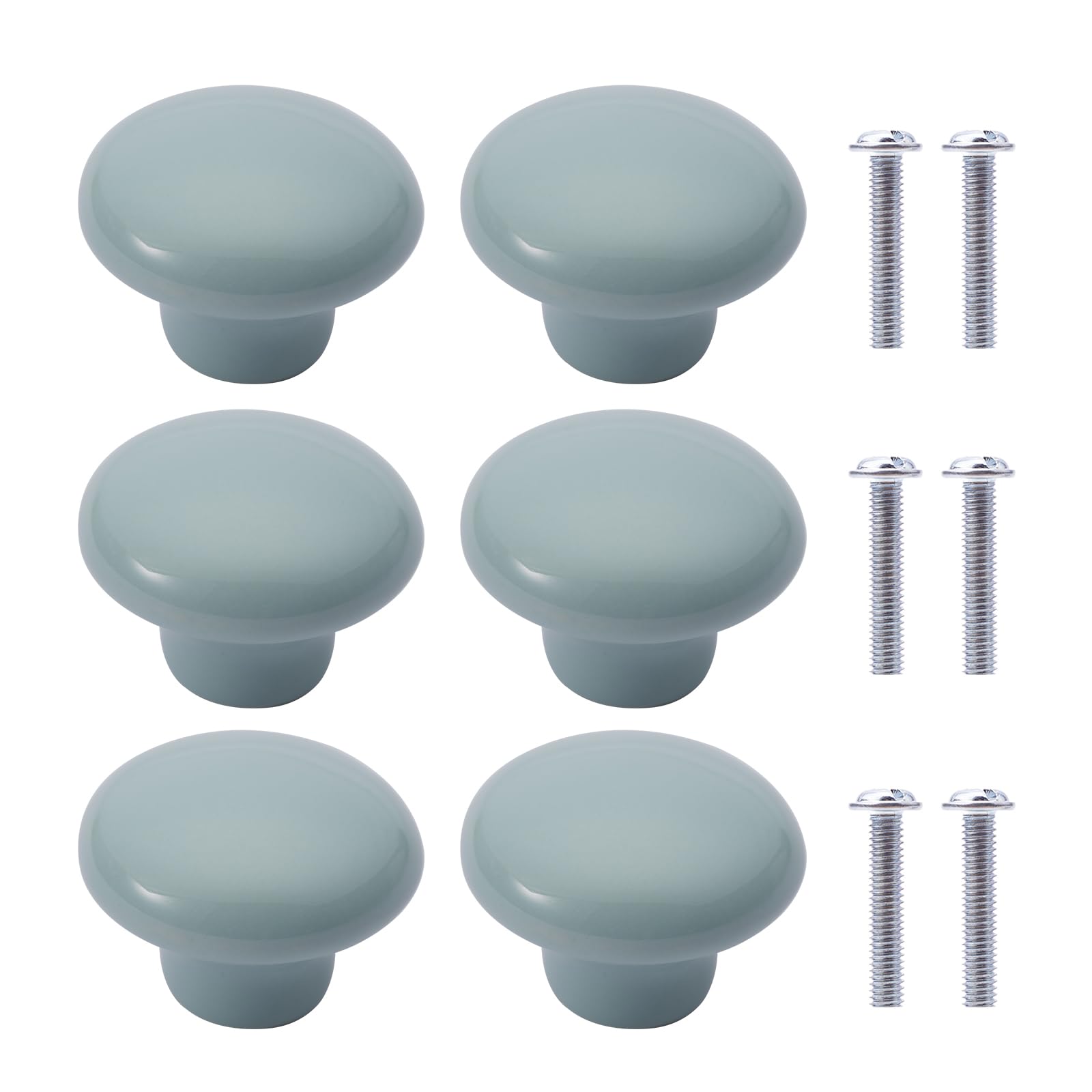 NAKUPENDA 6Pcs Furniture Ceramic Knobs Round Ceramic Cupboard Drawer Knobs Ceramic Handles with Screws for Children's Room Kitchen Cupboards Bookshelf (Light Green)