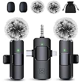 PQRQP Mini Microphone for iPhone - 3 in 1 Wireless Microphones for iOS/Android/Camera, Studio-Quality Audio, Plug & Play Clip Mic for Video Recording Podcast