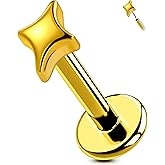 OUFER G23 Titanium Threadless Labret Studs – Flat Back Push Pin Earrings for Tragus, Helix, Monroe, Conch, Lip Piercing – 16G/18G, 6MM/8MM