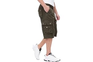 BEST SOUTH Men's Capri Long Twill Cargo Shorts Below Knee 13/18 Inches Cotton Relaxed Fit Casual Multi-Pocket