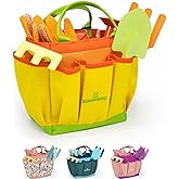 Kinderific Gardening Set, Tool Kit, for Kids, STEM, Includes Tote Bag, Spade, Watering Can, Rake, Fork, Trowel and Gloves (Su