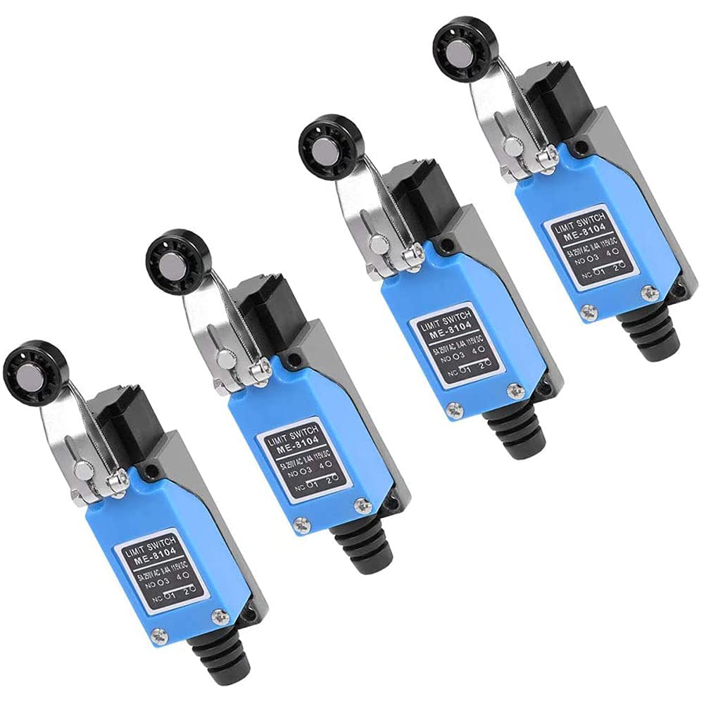 ANCLLO 4PCS Antrader ME-8104 Revolving Plastic NC-NO Momentary Roller Lever Arm Limit Switch for CNC Mill Laser Plasma