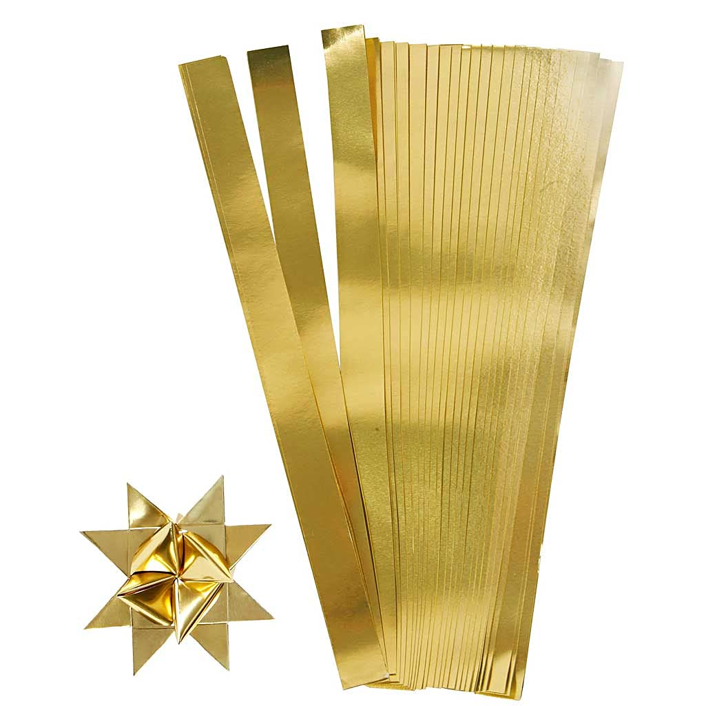 CREATIV 20724 Paper Star Strips, W: 25 mm, D: 11,5 mm, gold, 100pcs, L: 73 cm