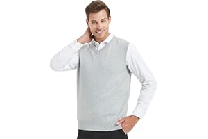 TopTie Men Business Solid Color Plain Sweater Vest, Cotton Fit Casual Pullover