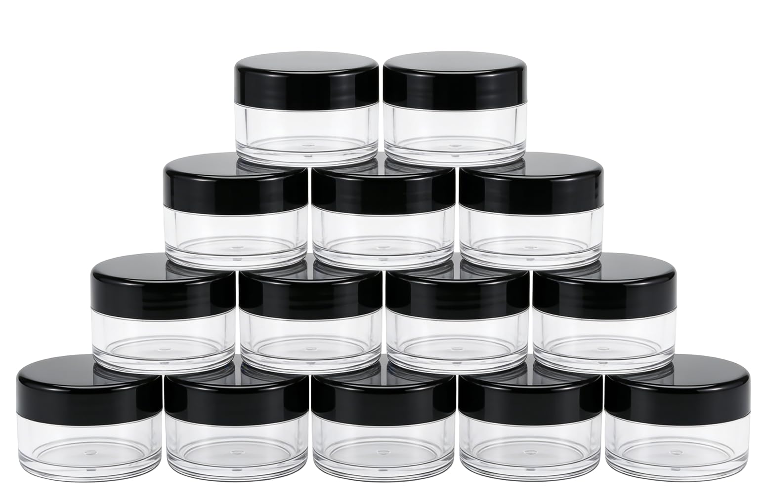 5 Gram Jar, 5 ML Jar, 50 pcs Refillable Black Plastic Screw Cap Lid with Clear Base Empty Plastic Container Jars Cosmetic Sample Empty Container for Make Up Nail Powder Eye Shadow