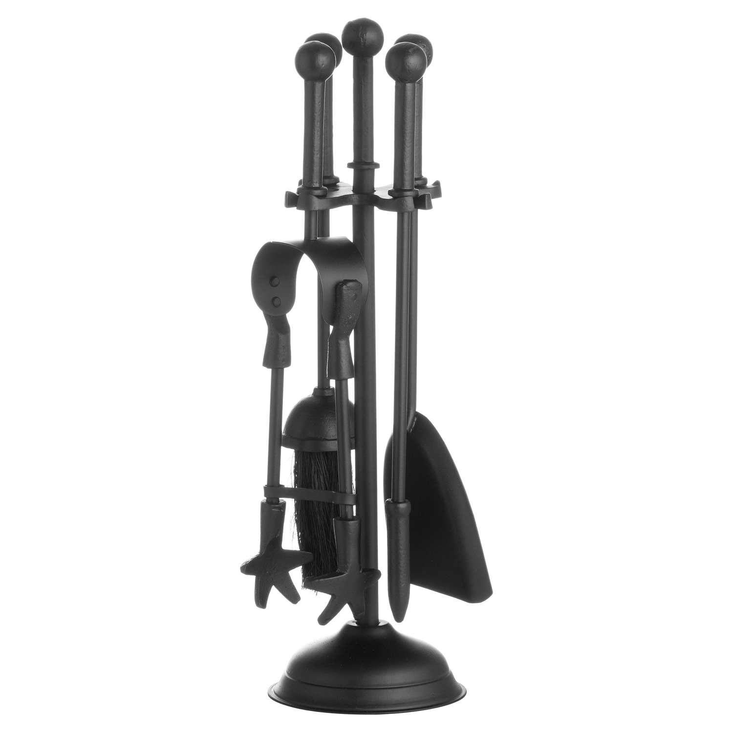 Hill 1975 Ball Topped Companion Set in Black, METAL, Mixed, 12 x 12 x 40cm