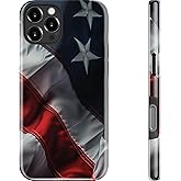 MERRO for iPhone 16 Pro Case - Wireless Charging Compatible - Dual-Layer Hard Shell & Silicone Cover - Protective Phone Case with Cute Wildflower Designs for Women - Stars and Stripes
