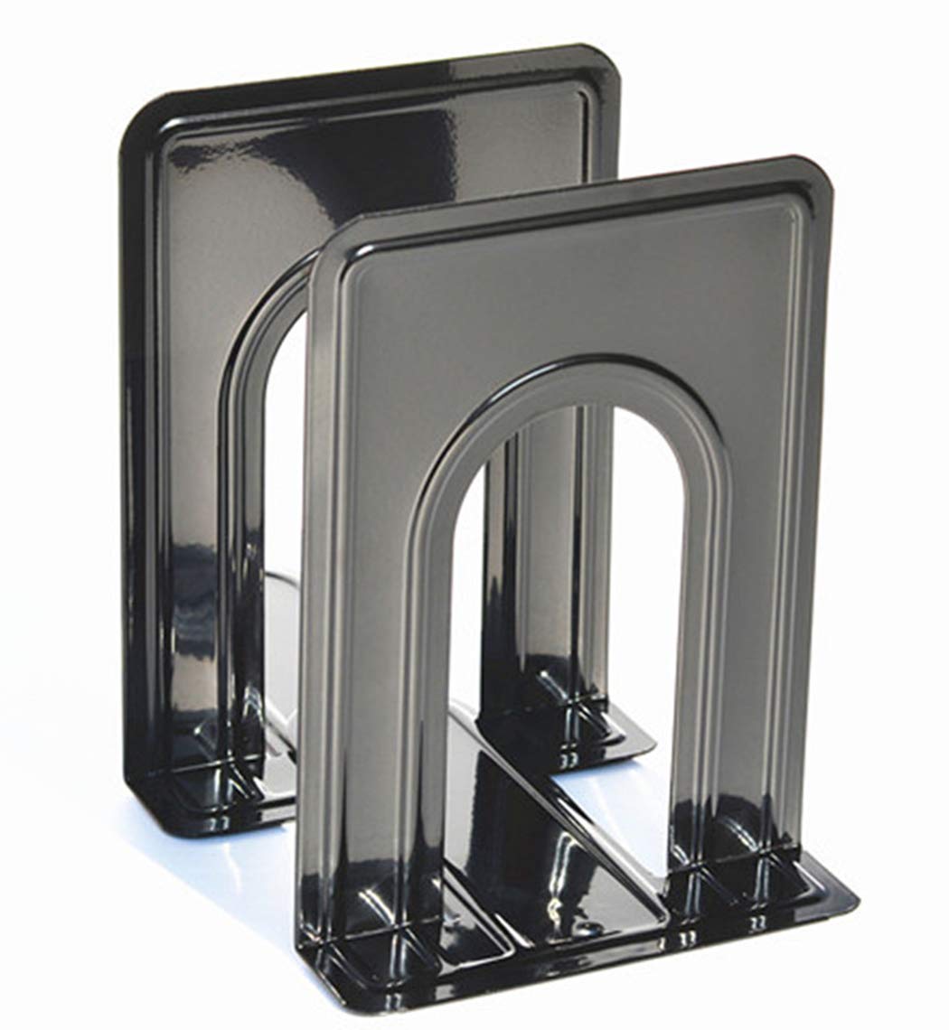Xiaoyu Metal Bookends, Non-Skid Bookend Supports, Heavy Duty Standard Bookends for Shelves, Table, Office and Home, 5.71 x 4.92 x 6.30 inch, Black