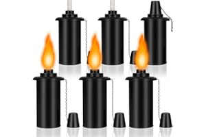 TaoTazon Torch Replacement Canisters 16oz, Outdoor Refillable Canister with Wicks and Caps, Bamboo Citronella Torch Cans for Patio, Garden