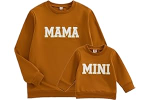 ZAXARRA Mommy and Me Matching Outfits Long Sleeve Crewneck Pullover Tops Mama Sweatshirt Mama and Mini Clothes