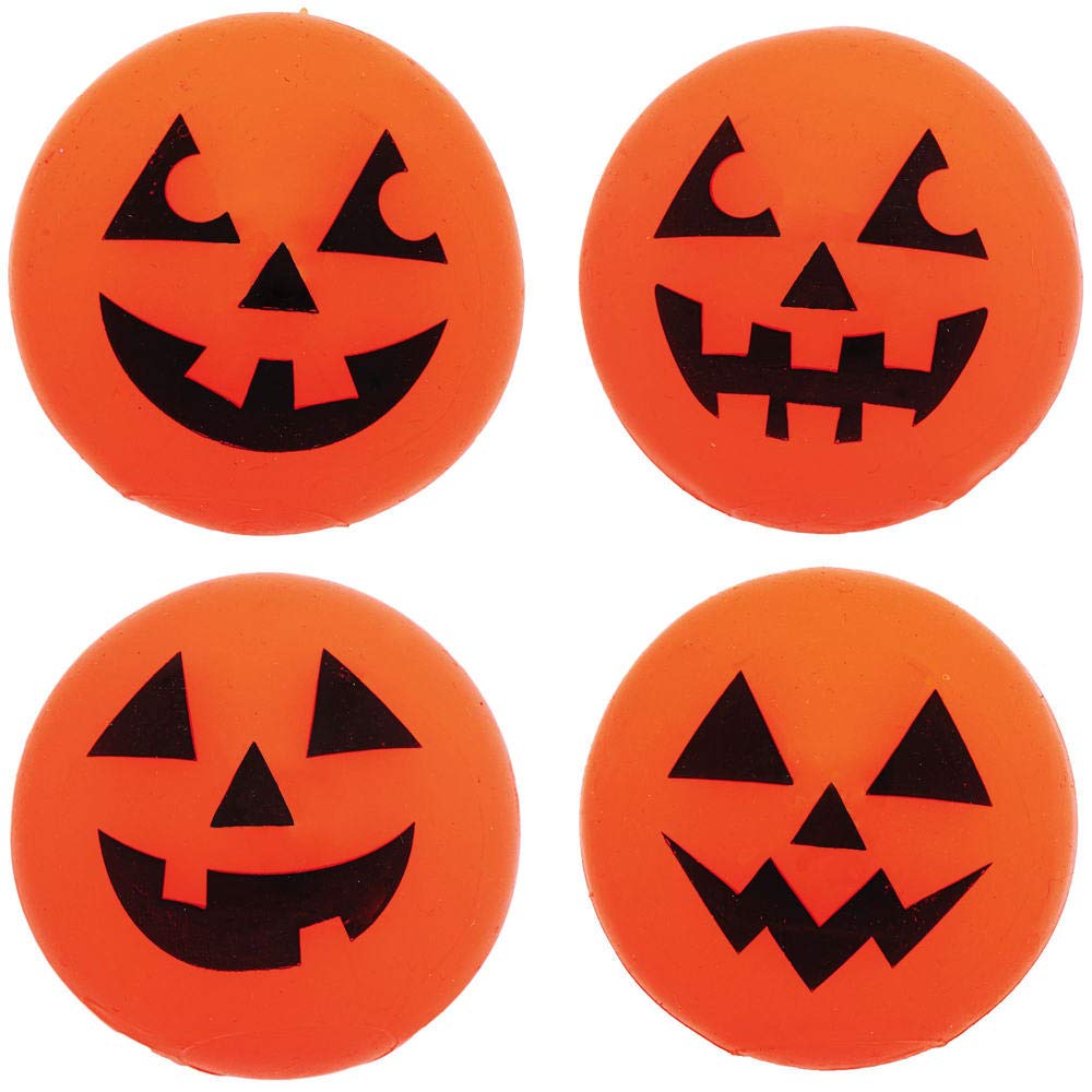 Baker Ross AX363 Pumpkin Flashing Bouncing Jet Balls - Pack of 4, Halloween Party Favours for Kids and Outdoor Toys, Jet Balls