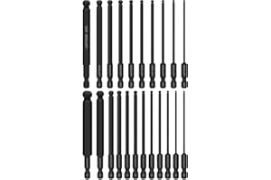 Ball End Hex Head Allen Wrench Drill Bit Set, LATTOOK 22PCS Metric & SAE Ball End Hex Bit Set Allen Key Bit Set Hex Key Drill Bit Set, S2 Steel with Magnetic, 4'' Long