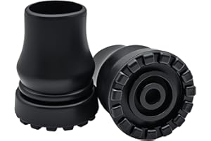 2 Pack Rubber Cane Tips 7/8 Inch (22mm) Heavy Duty Rubber Replacement Cane Tips, Black Sturdy Rubber Crutch Tips for Walking 