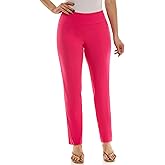 Zac & Rachel Women's Millennium Fabric - Slim Leg Pull-On Pant, Bright Rose, 24W