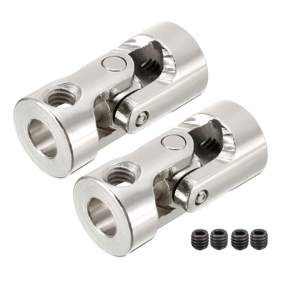 sourcing map 2pcs 4mm to 5mm Inner Dia Rotatable Universal Steering Shaft U Joint Coupler L24XD11