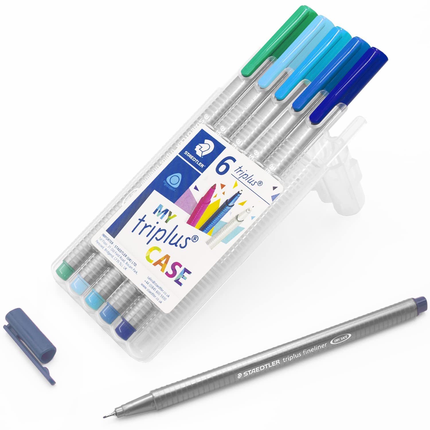 STAEDTLER triplus 0.3 mm 334 Fineliner Superfine Point Pen, Assorted Ocean Colours, Pack of 6
