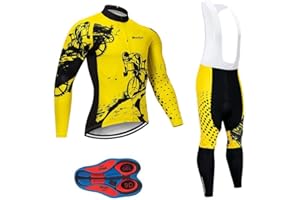 MOXILYN Men's Quick-Dry Cycling Jersey Set Road Bike Bicycle Shirt + Bib Pants with 9D Gel Padded MTB Riding Clothing kit