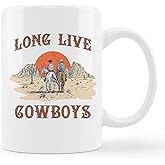 Long Live Cowboy Retro Western Country Boy Cactus Desert Landscape Ceramic Mug-11oz Coffee Milk Tea Mug Cup with Handle,Gifts for Teen Girls Boys Cowgirl Cowboy