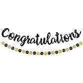 BEISHIDA Black Congratulations Banner(NO-DIY),2026 Graduation Banners, Grad Congrats Class of 2026 Party Supplies,Garland for Congratulation Graduation,Wedding,Retirement Party Decor