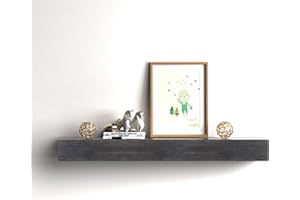 POPRHINO Fireplace Mantel Shelve, Solid Wood Baked Finish Wall-Mounted Floating Shelf for Over Fireplace, Handcrafted Floating Fireplace Mantels with Wooden Bracket, 60 x 8 x 6 Inches