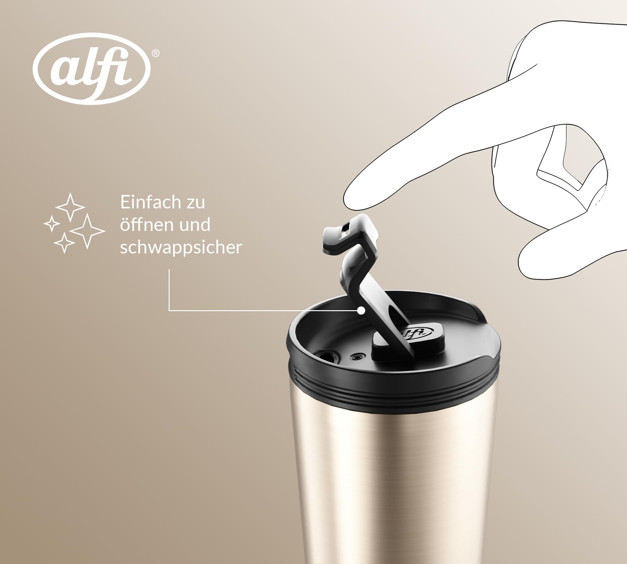 alfi ISO COFFEE MUG, gold champagner, Isolier-Trinkbecher 0,40 l, Kaffeebecher to go, spülmaschinenfest, BPA-frei, hält 4h heiß und 8h kalt, Becher für unterwegs 5