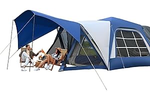 H&ZT 2in1 6-Person Huge SUV Tent Car Tailgate Tent with Porch, 10' x 10' Tent Attachment to SUV Car with 6' x 7' Screen Room Vestibule Awning Porch