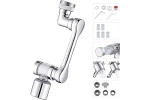 HOMRADISE Faucet Extender, 1080° Swivel Faucet Aerator, Universal Rotatable Extension Faucet with 2 Water Outlet Modes, Multifunctional Faucet Extender for Bathroom Sink Kitchen & Bath Faucet Parts Replacement
