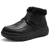 Women's Orthopedic Leather Winter Ankle Boots: Comfortable Wide Tox Box Warm Diabetic Arch Support Plantar Fasciitis Dress Oxfords, Orthotic Casual Hook and Loop Walking Shoes for Foot and Heel Pain