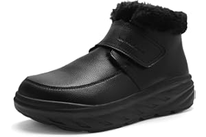 ORTHOCOMFOOT Women's Orthopedic Leather Winter Ankle Boots: Comfortable Wide Tox Box Warm Diabetic Arch Support Plantar Fasciitis Dress Oxfords, Orthotic Casual Hook and Loop Walking Shoes for Foot and Heel Pain