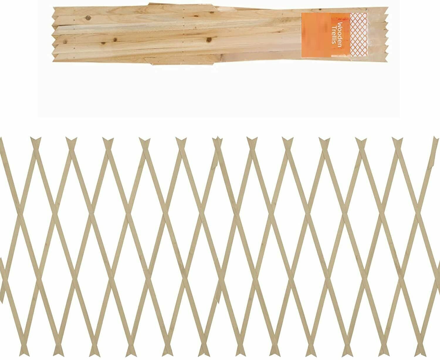 TRTO 2Pcs Natural Color Expanding 5ft x 2ft Wooden Trellis Garden Scissor Plant Fence Easy To Use