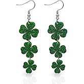 St. Patrick's Day Earrings for Women | Irish Shamrock Acrylic Dangle Earrings | Green Clover Hat Horseshoe Drop Earrings