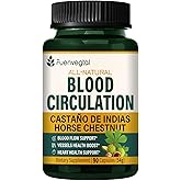 Fuenvegtal Horse Chestnut Blood Circulation Capsules, Castaño de Indias y Diosmina para la Circulacion, Nitric Oxide Supplement for Healthy Blood Flow, Blood Pressure. 90 Counts