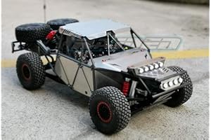 RAIDENRACING Stainless Steel Body Armor Roof + Hood + Side + Light Bar Panel for Traxxas 1/7 UDR Unlimited Desert Racer - with LED Set