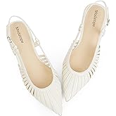 Modatope Slingback Flats for Women Pointed Toe Ballet Flats Classic Low Heel Sandals Dress Shoes