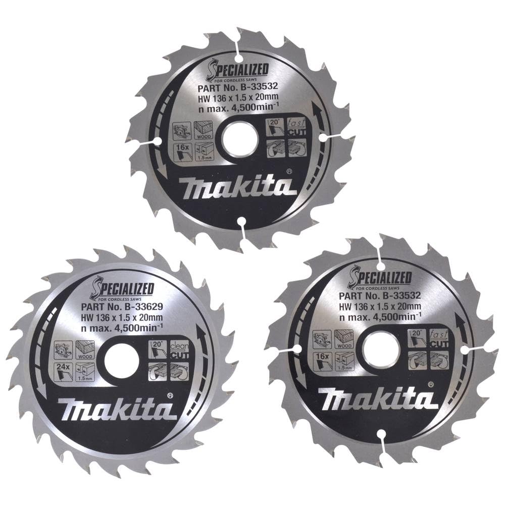 Aparoli Makita B-33897 Specialised Saw Blade Set 3-Piece 136 mm for Battery-Powered Hand-Held Jigsaws