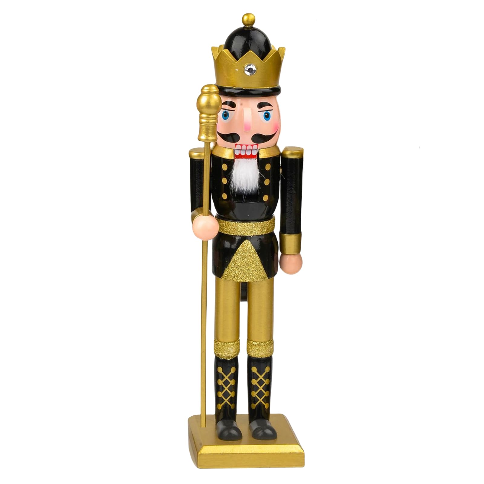 38cm Wooden Black Gold Nutcracker Soldier Christmas Decorations,Large Christmas Nutcracker Figures Ornaments,Nutcracker Gifts Nutcracker Soldiers Puppet Doll for Tradition Xmas Present Indoor Decor