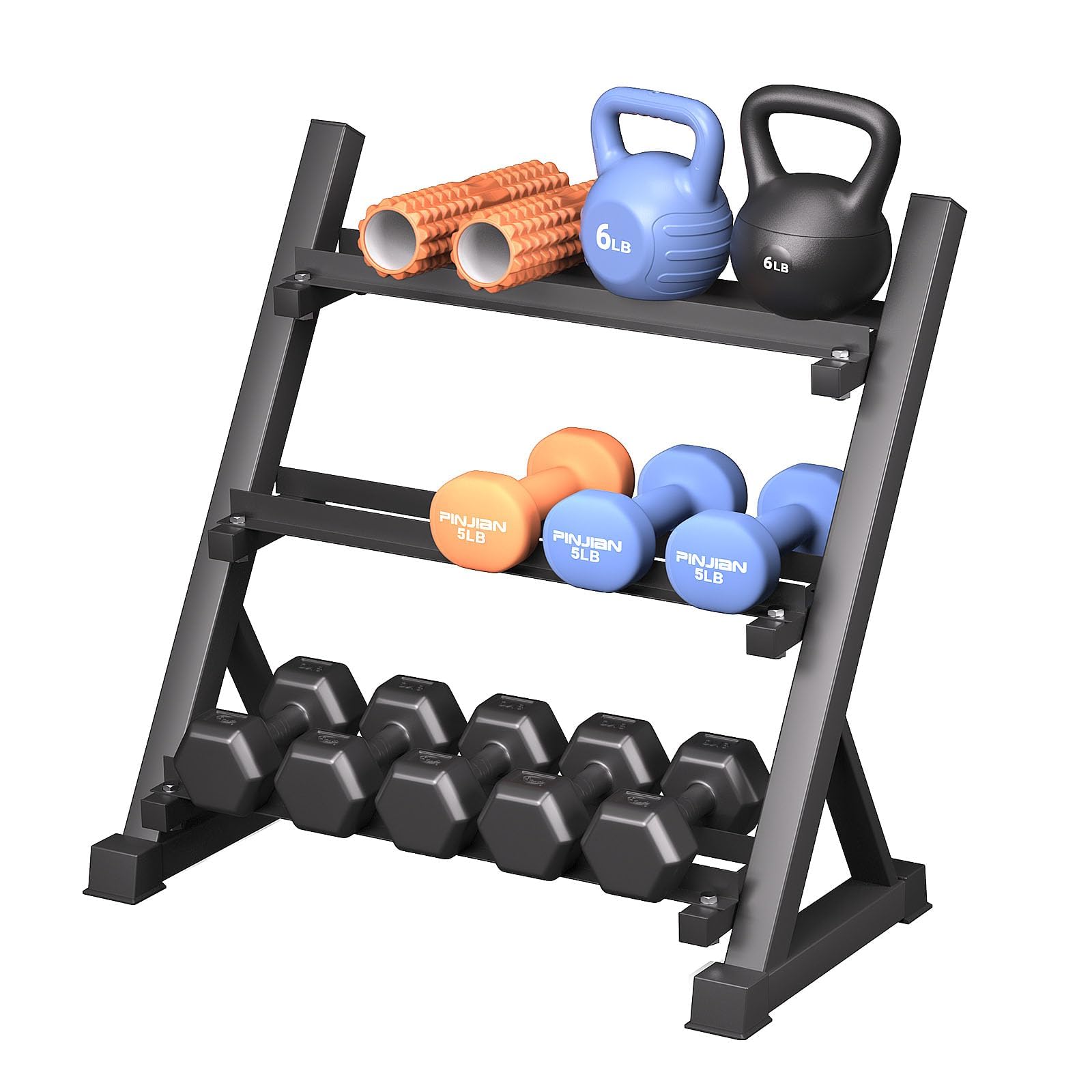 Photo 1 of 1100LB Adjustable 3-Tier Dumbbell & Kettlebell Storage Rack, Heavy Duty Weight Stand for Home Gym, Free Weight Organizer (Rack Only)