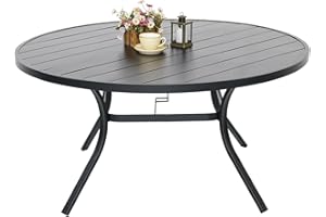 Nixtopia Extra Large Metal Steel 58" Outdoor Patio Round Dining Table for 8 Person