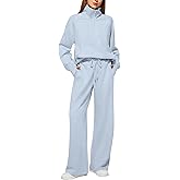 Casly Lamiit Women's 2 Piece Outfits Lounge Set 2025 Oversized Half Zip Sweatshirt Wide Leg Sweatpant Set Sweatsuit Tracksuit