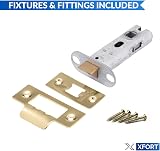 XFORT Tubular Latch Polished Brass 75mm 2 Pack for Internal Doors view 2