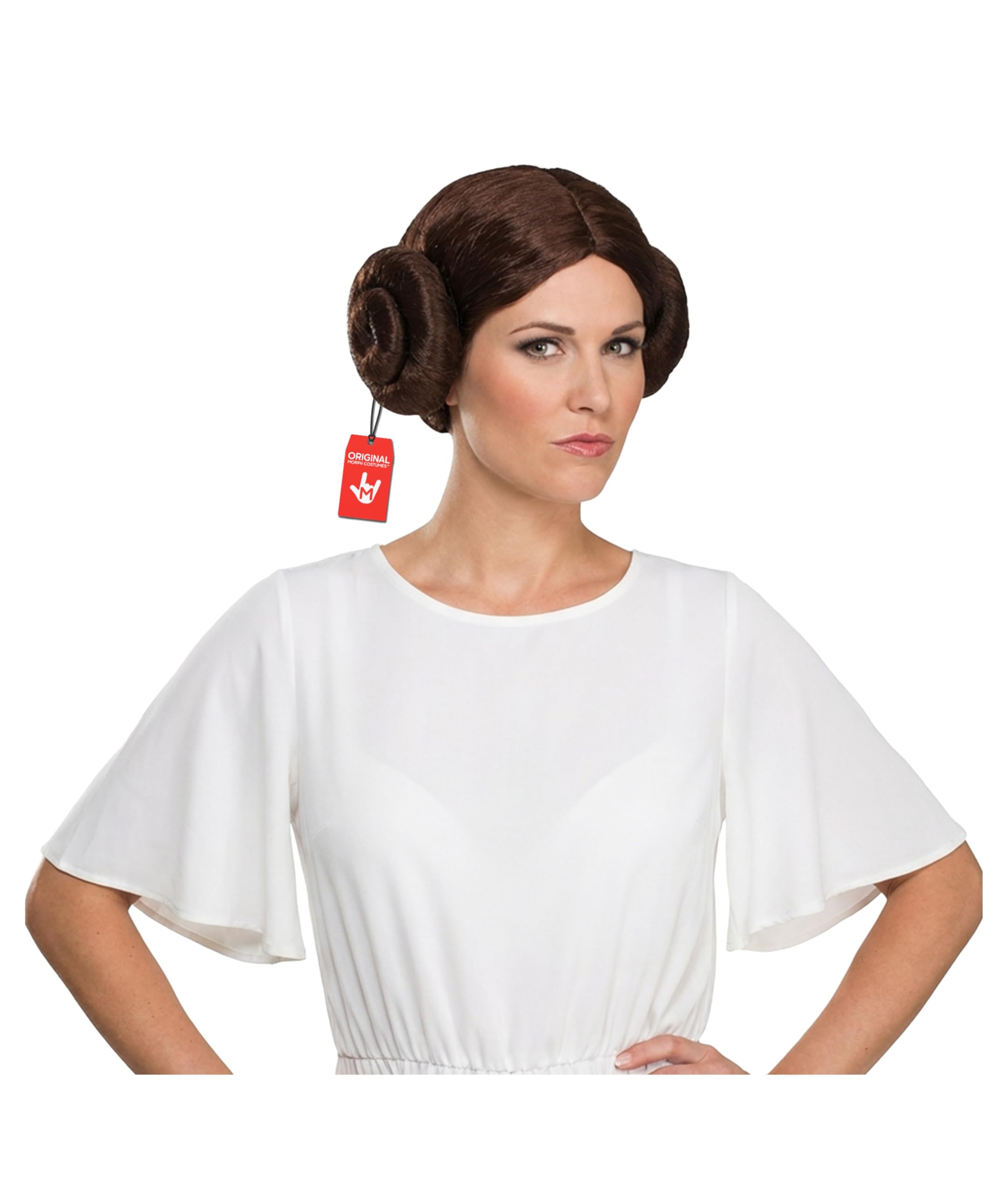 Fun Shack Princess Space Buns Wig, Cosmic Wig with Space Buns Costume, Brunette Star Princess Bun Costume for Adult