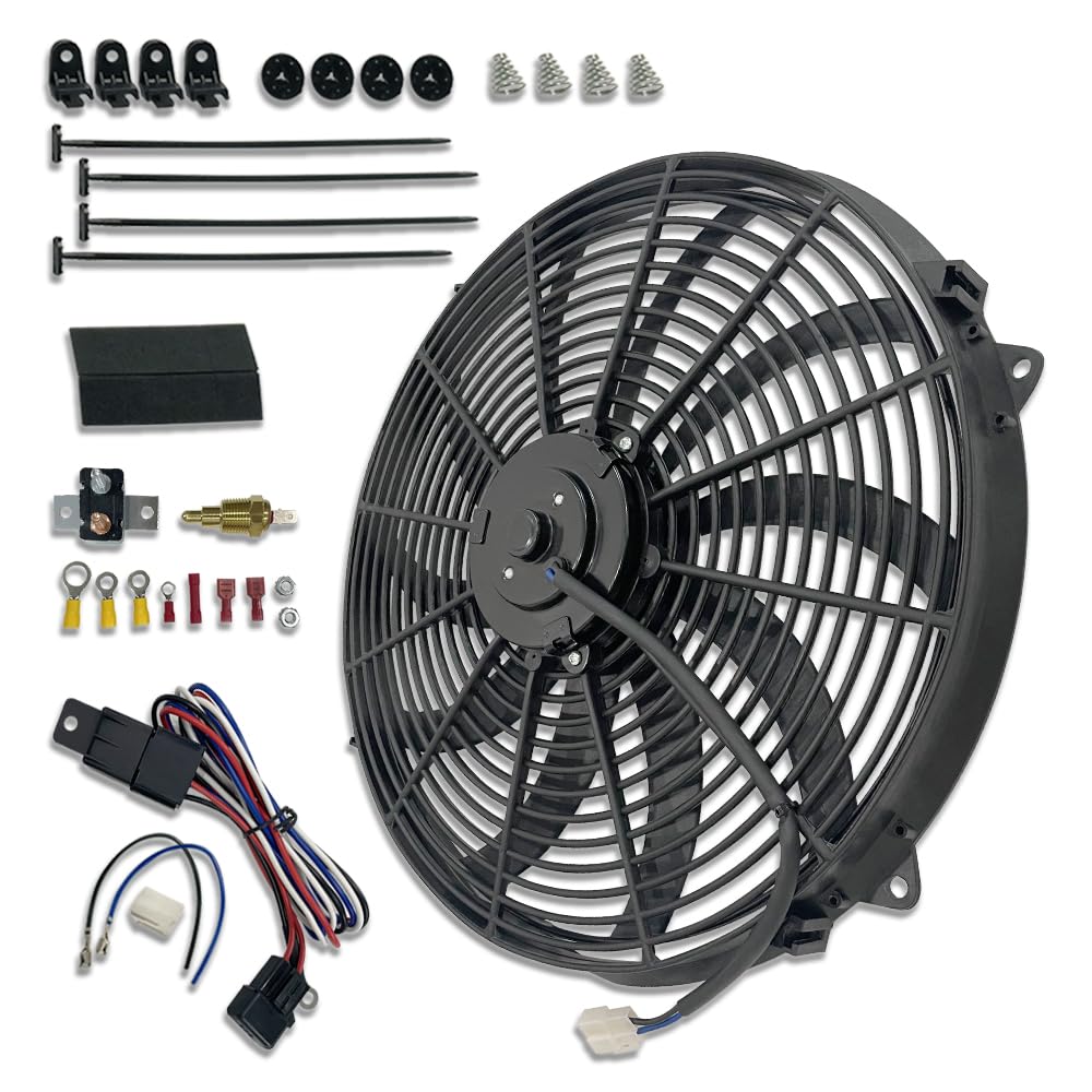Photo 1 of Aflle Racing 16" Electric Radiator Cooling Fan Slim Blade 12V 3000CFM with Assembly Kits and Thermostat Relay Kit