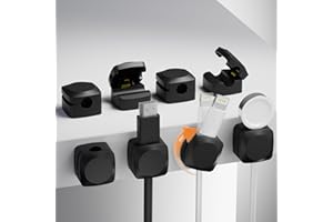 Lancord 8 Pack Cord Organizer Holder, Rotatable Cable Clips, Spring Cord Holder for Nightstand Adhesive Cable Organizer, Cable Management Clips Charging Cord Organizer for Desk Office Car Wall