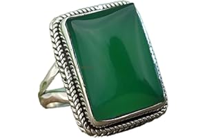Solid 925 Sterling Silver Rectangle Gemstone Unique Statement Ring For Women, Wedding, Engagement Gifts Ring, Handmade Christ