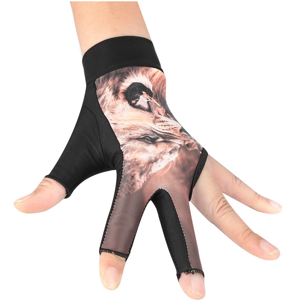 Tbest Billiard Gloves, Left Hand, Brown, Adjustable, Breathable, Anti-Skid, Non-Slip, Digital Print, Men/Women, Adults