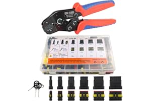 711Pcs 43 Sets Waterproof Automotive Wire Connectors with Ratchet Open Crimping Tool - 1/2/3/4/5/6 Pin Connectors Male and Fe