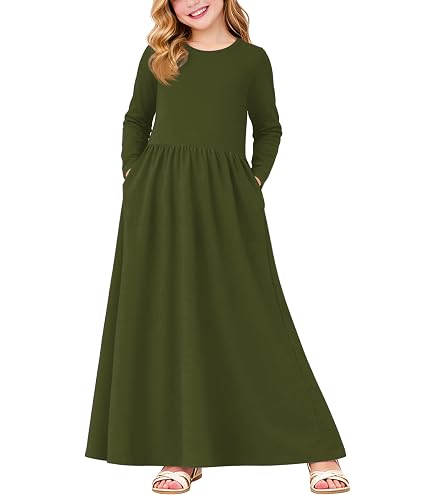 long sleeve long dress for 11 years girl length 105 Girls Dresses perfect flare lend an air of elegance Girls Dresses Elegant Long Sleeve