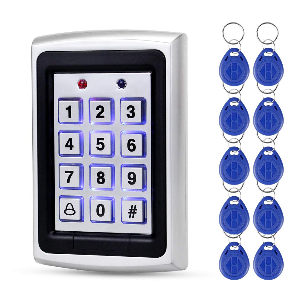OBO HANDS 10pcs keyfobs +125Khz EM-ID Metal Case RFID Access Control Keypad With Back Light Support 1000 User