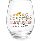 Jogskeor Retired Est 2026 Wine Glass 15oz, Retirement Gift for Woman, Retirement Gifts for Women, Birthday Christmas Gifts for Women Mom Grandma Aunt